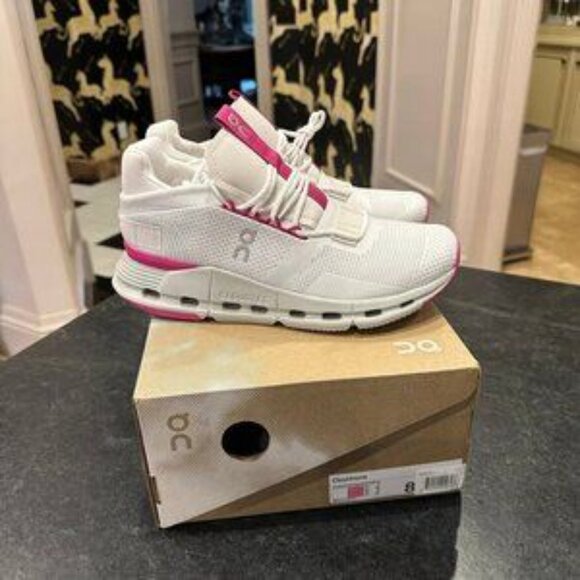 New On Cloud Cloudnova "Barbie" Women Pink Shoes White - Picture 3 of 5